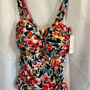 NWT, Anne Cole multi color Tankini top, plus size 18W